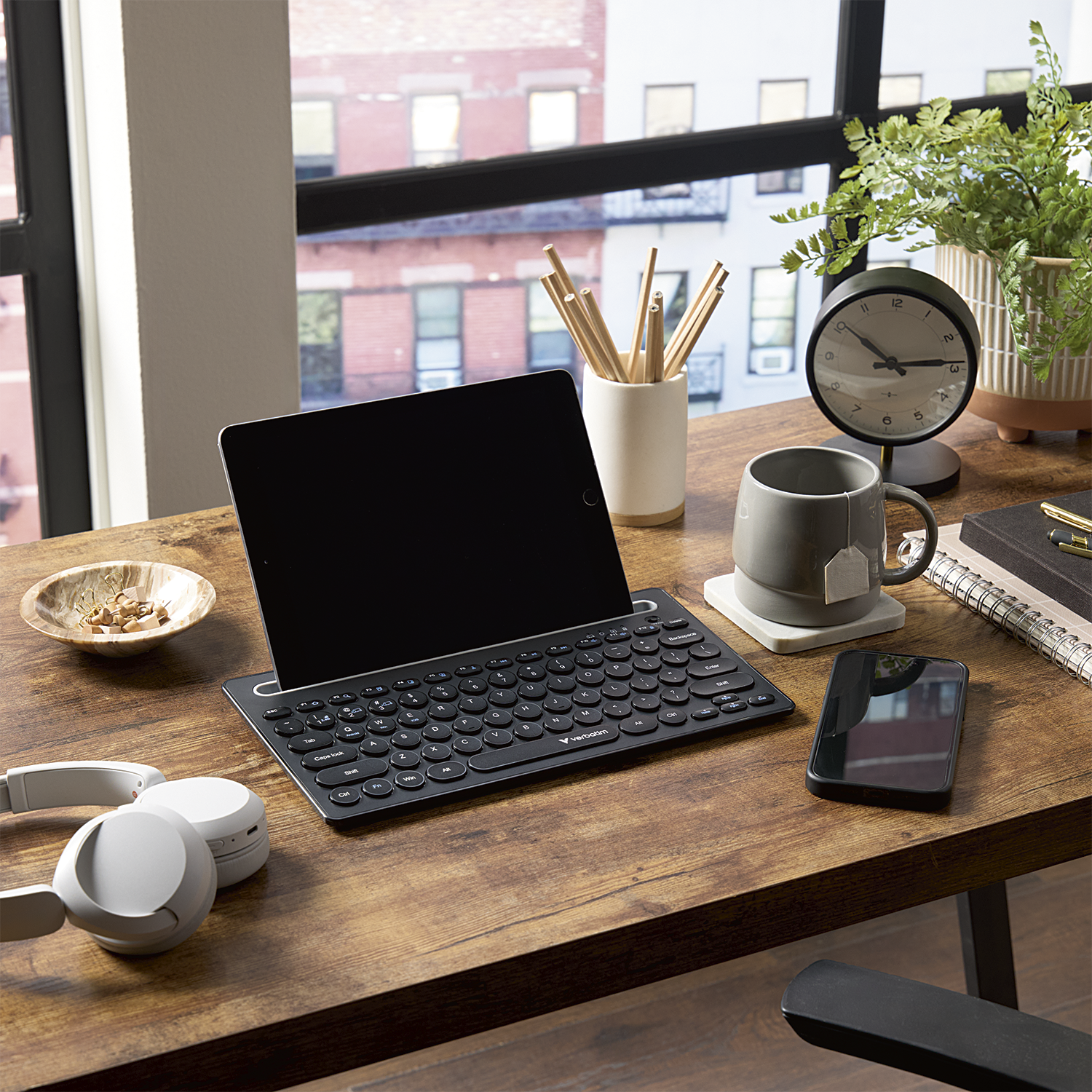 Slimline Compact Multi Device Keyboard Lifestyle 2