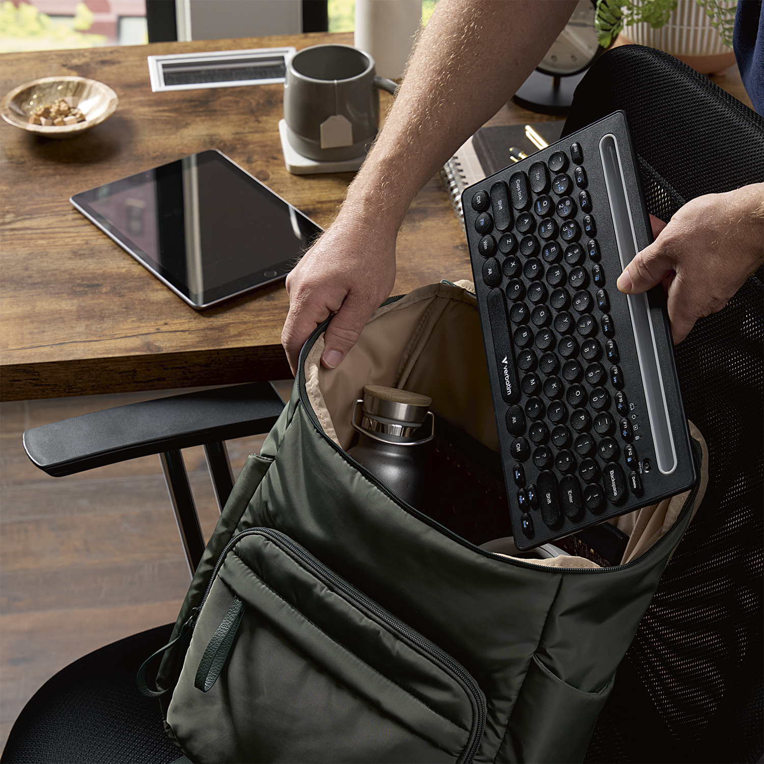 Slimline Compact Multi Device Keyboard Lifestyle 3 V2