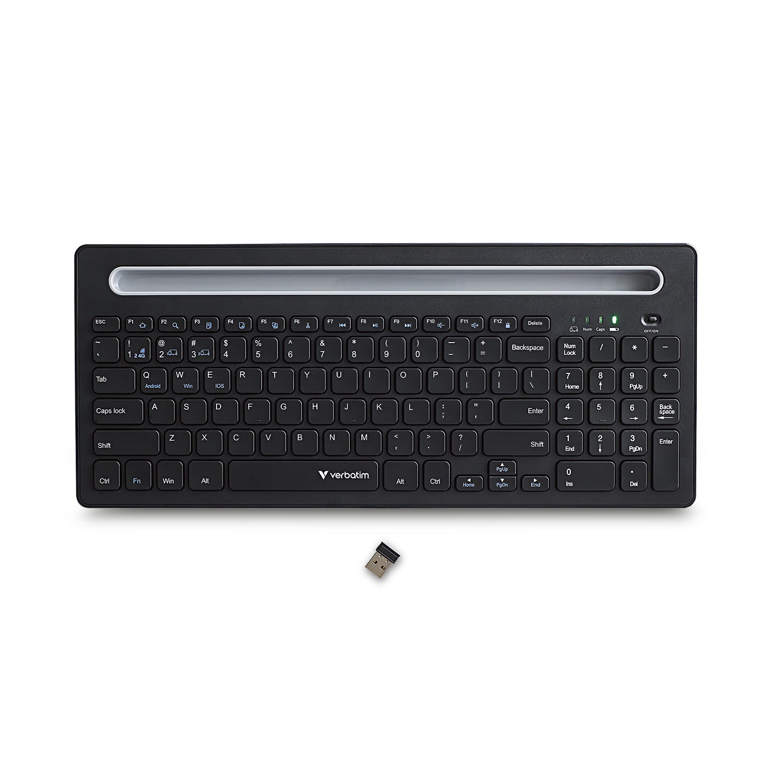 Slimline Full Size Multi Device Keyboard Front Lightson Withusb