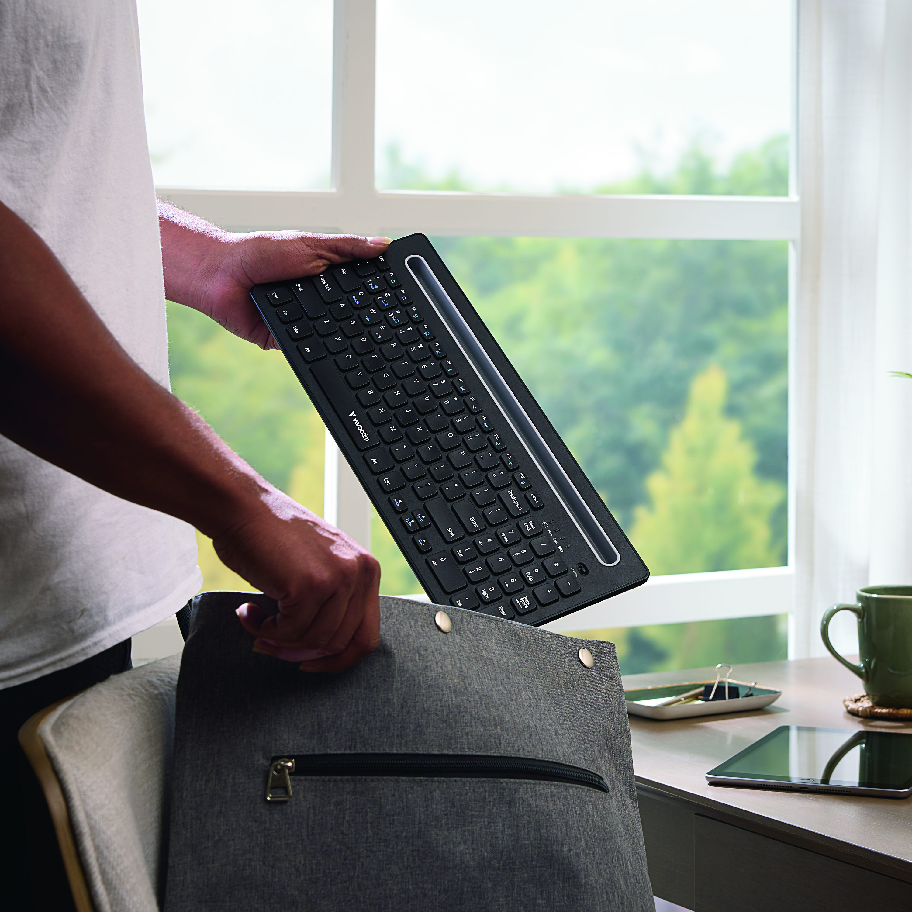 Slimline Full Size Multi Device Keyboard Lifestyle 3
