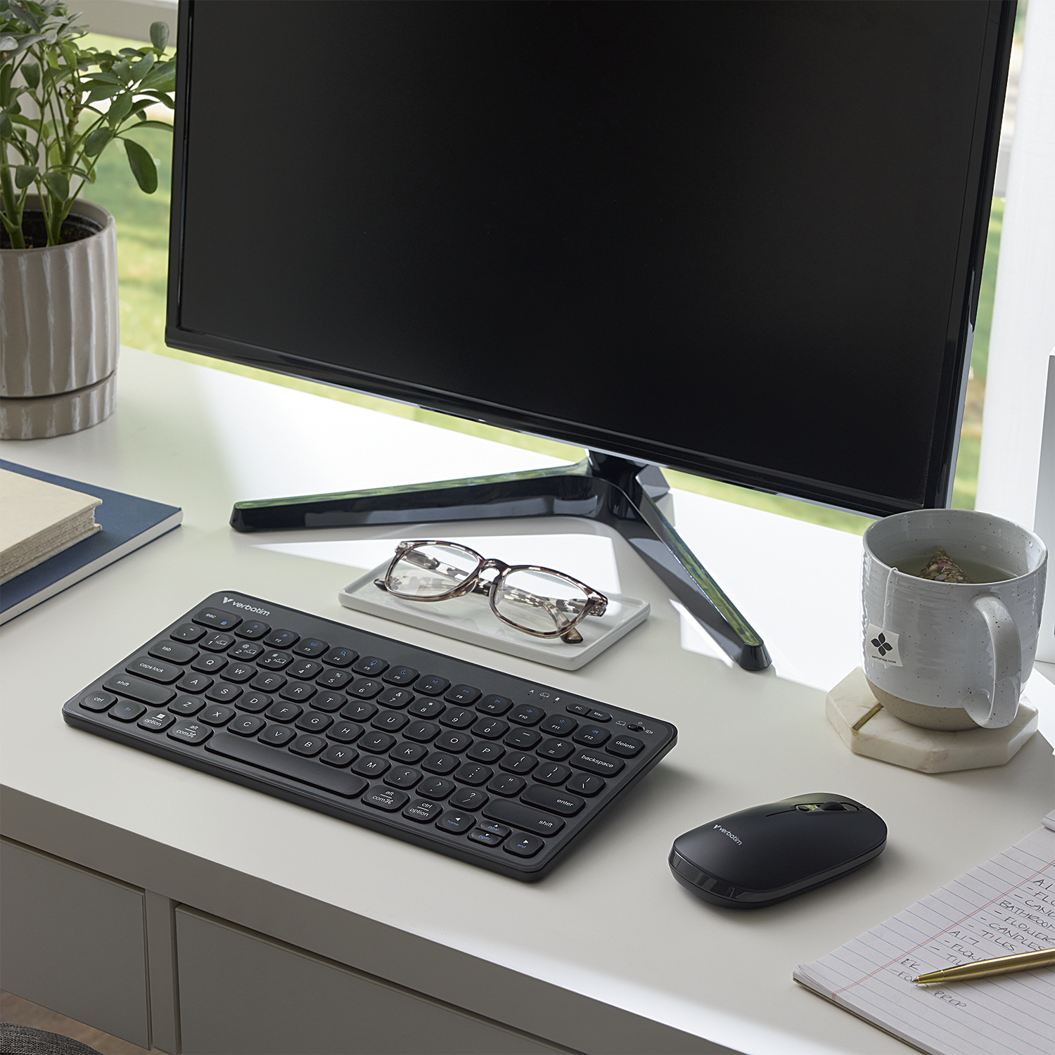Slimline Silent Keyboard Mouse Multi Device Combo Lifestyle 2