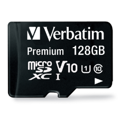 128GB Premium microSDXC Memory Card with Adapter, UHS-I Class 10